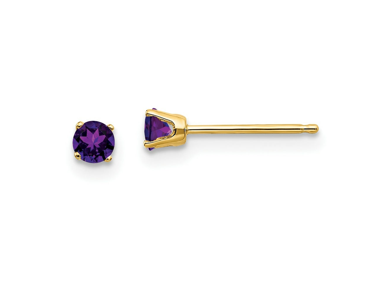 FJC Finejewelers 14 kt Yellow Gold Stud February/Amethyst Post Earrings 3 x 3 mm