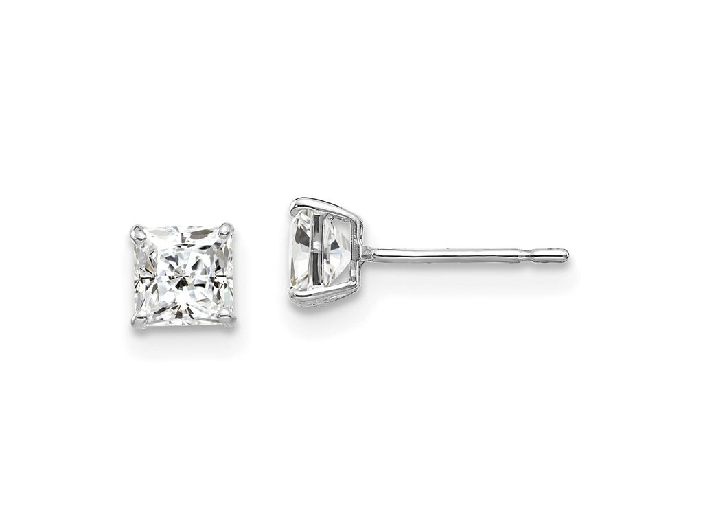FJC Finejewelers 14 kt White Gold Stud 4mm Square CZ Post Earrings 4 mm x 4 mm