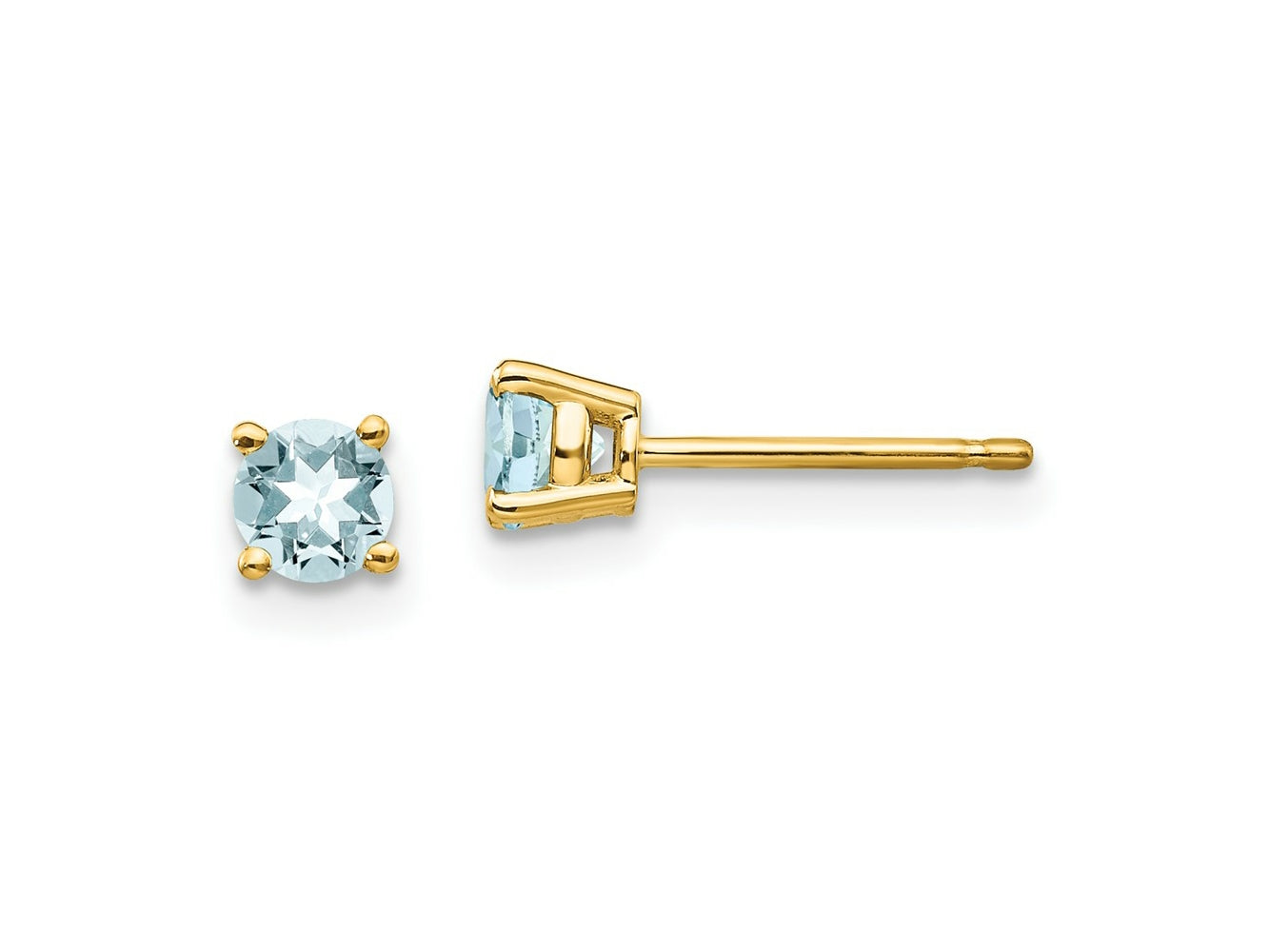 FJC Finejewelers 14 kt Yellow Gold Stud Aquamarine Post Earrings 4 x 4 mm