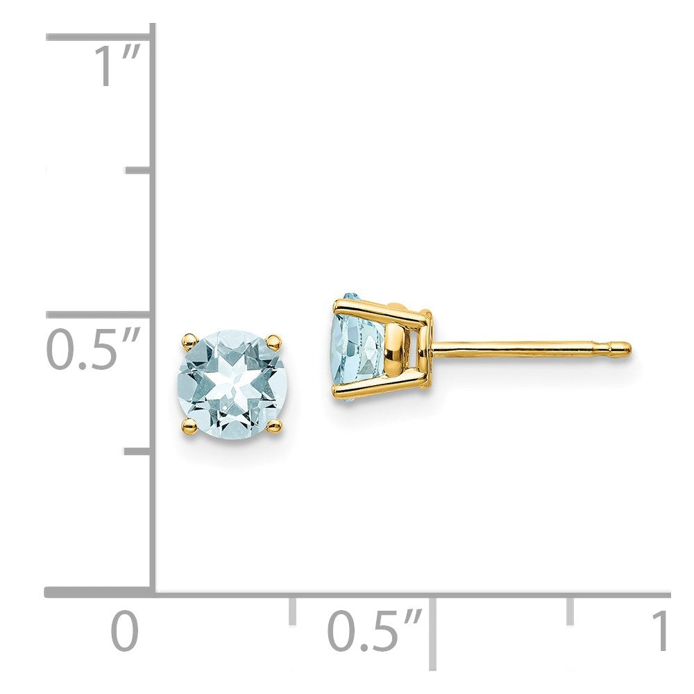 FJC Finejewelers 14 kt Yellow Gold Stud Aquamarine Post Earrings 5 x 5 mm