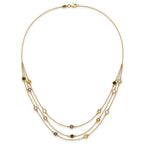 FJC Finejewelers 14 kt Yellow Gold Smoky Quartz White Quartz/BT/CI/AM 3-strand Necklace 17 Inches x 4.75 mm