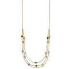 FJC Finejewelers 14 kt Yellow Gold Smoky Quartz White Quartz/BT/CI/AM 3-strand Necklace 17 Inches x 4.75 mm
