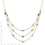 FJC Finejewelers 14 kt Yellow Gold Smoky Quartz White Quartz/BT/CI/AM 3-strand Necklace 17 Inches x 4.75 mm