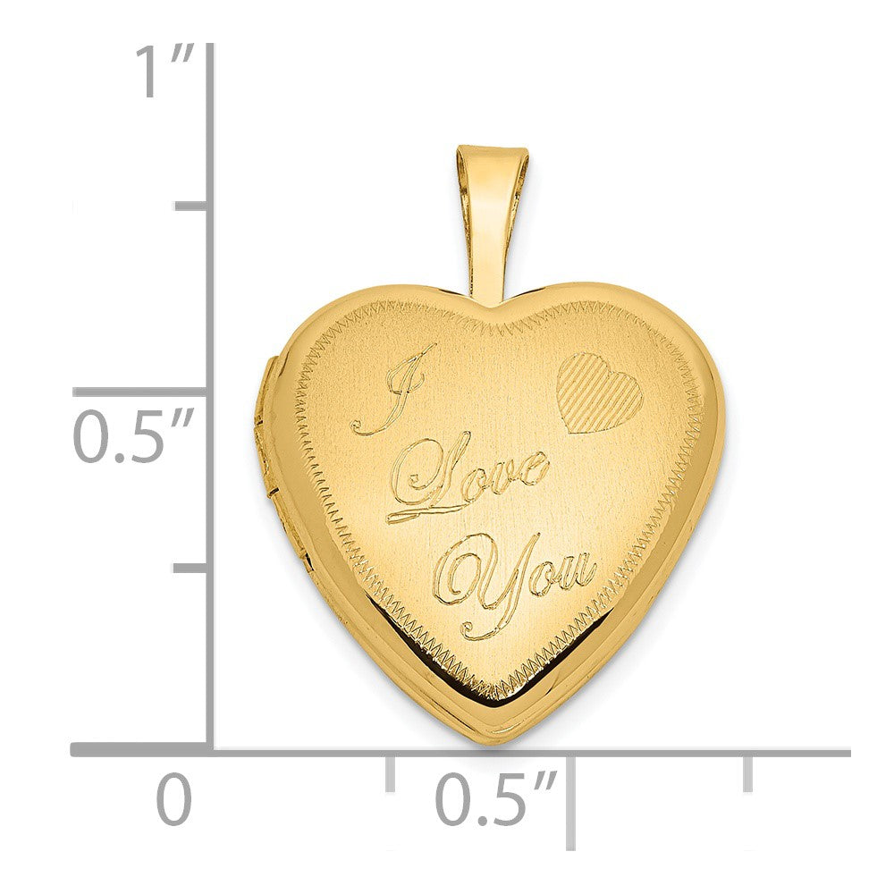 FJC Finejewelers 14 kt Yellow Gold Polished and Satin I LOVE YOU Heart Charm Locket 21 x 16 mm