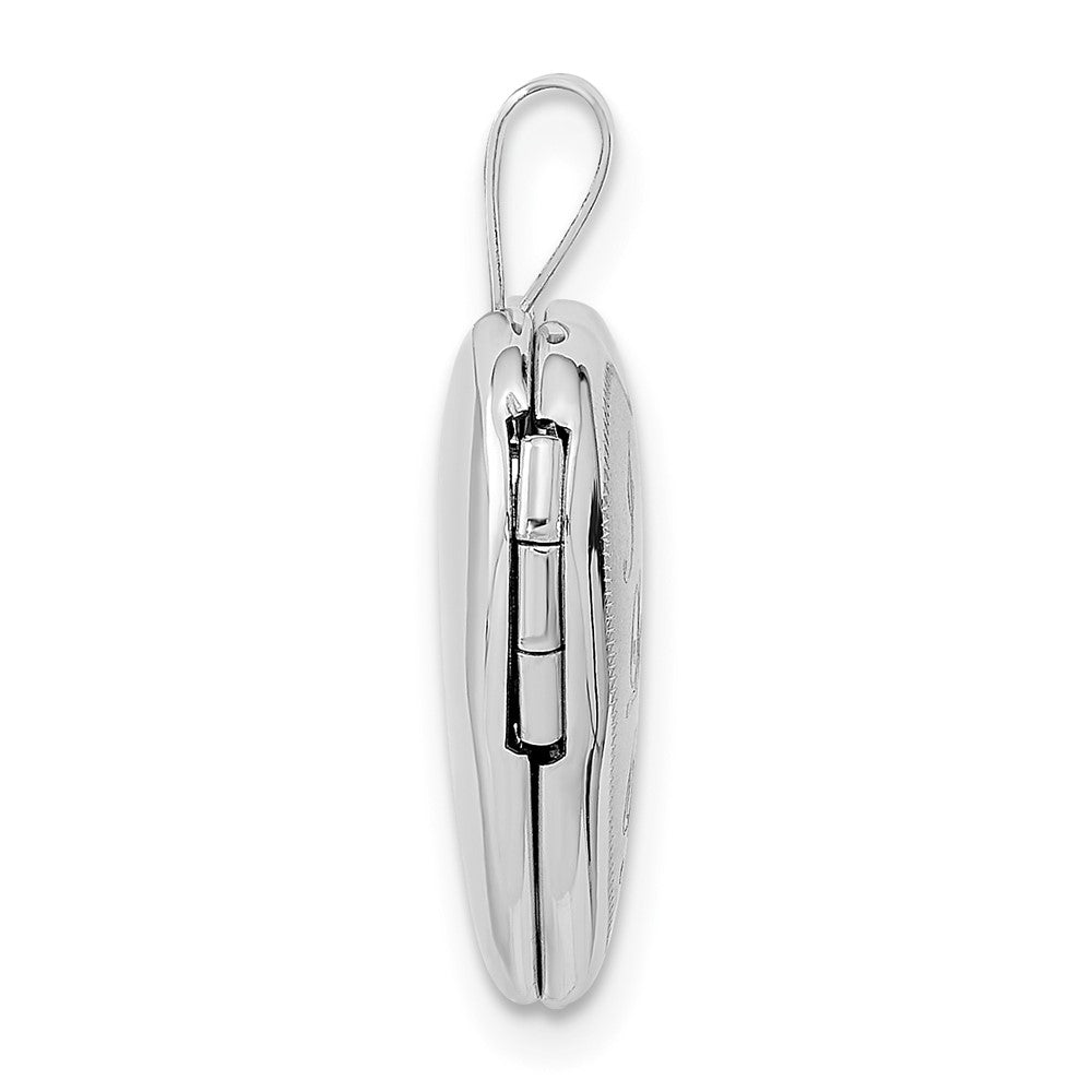 FJC Finejewelers 14 kt White Gold Satin I LOVE YOU Heart Locket Charm 21 mm x 16 mm