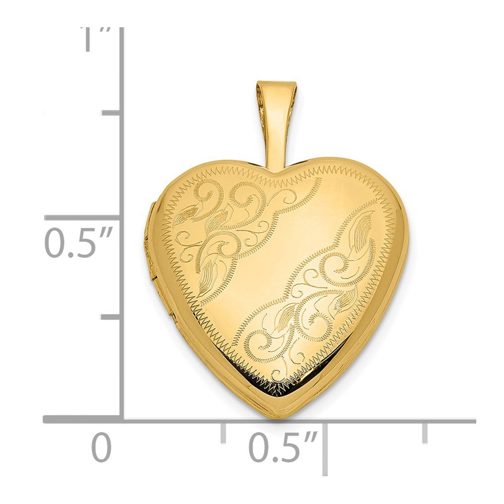 FJC Finejewelers 14 kt Yellow Gold Leaf and Scroll Heart Charm Locket 21 x 16 mm
