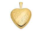 FJC Finejewelers 14 kt Yellow Gold Leaf and Scroll Heart Charm Locket 21 x 16 mm