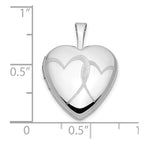 FJC Finejewelers 14 kt White Gold Double Hearts Locket Charm 21 mm x 16 mm