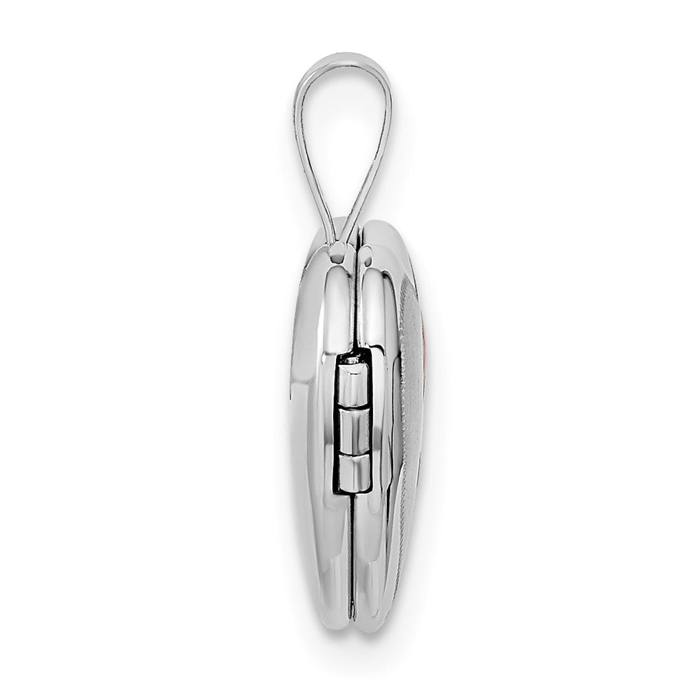 FJC Finejewelers 14 kt White Gold Satin with Enamel Rose Heart Locket Charm 18 mm x 12 mm