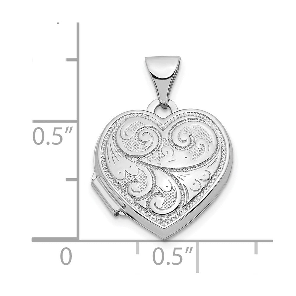 FJC Finejewelers 14 kt White Gold Reversible Swirl Design 15mm Heart Locket Charm 21 mm x 15 mm
