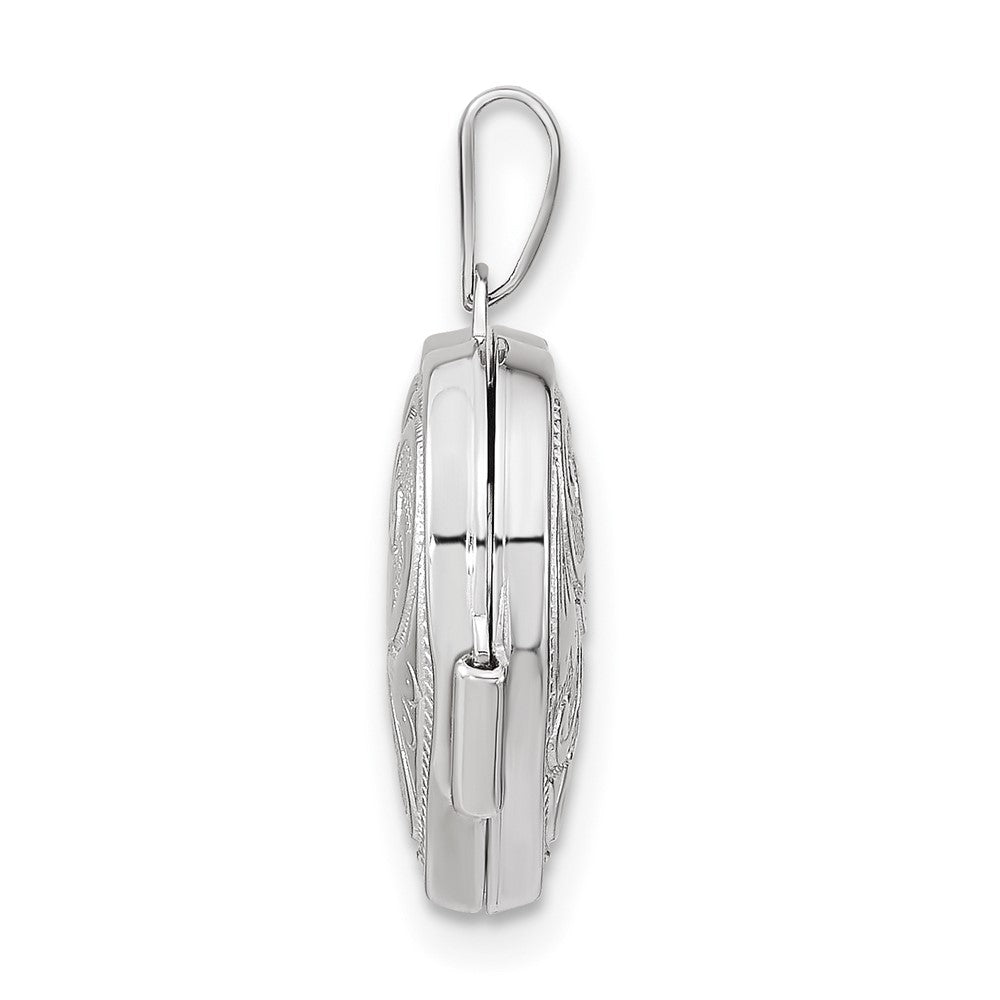 FJC Finejewelers 14 kt White Gold Reversible Swirl Design 15mm Heart Locket Charm 21 mm x 15 mm