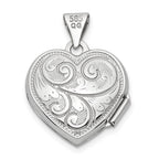FJC Finejewelers 14 kt White Gold Reversible Swirl Design 15mm Heart Locket Charm 21 mm x 15 mm