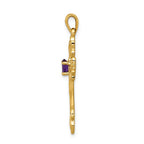 FJC Finejewelers 14 kt Yellow Gold Birthstone Polished Amethyst Cross Charm 36 x 19 mm
