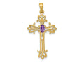FJC Finejewelers 14 kt Yellow Gold Birthstone Polished Amethyst Cross Charm 36 x 19 mm