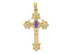 FJC Finejewelers 14 kt Yellow Gold Birthstone Polished Amethyst Cross Charm 36 x 19 mm