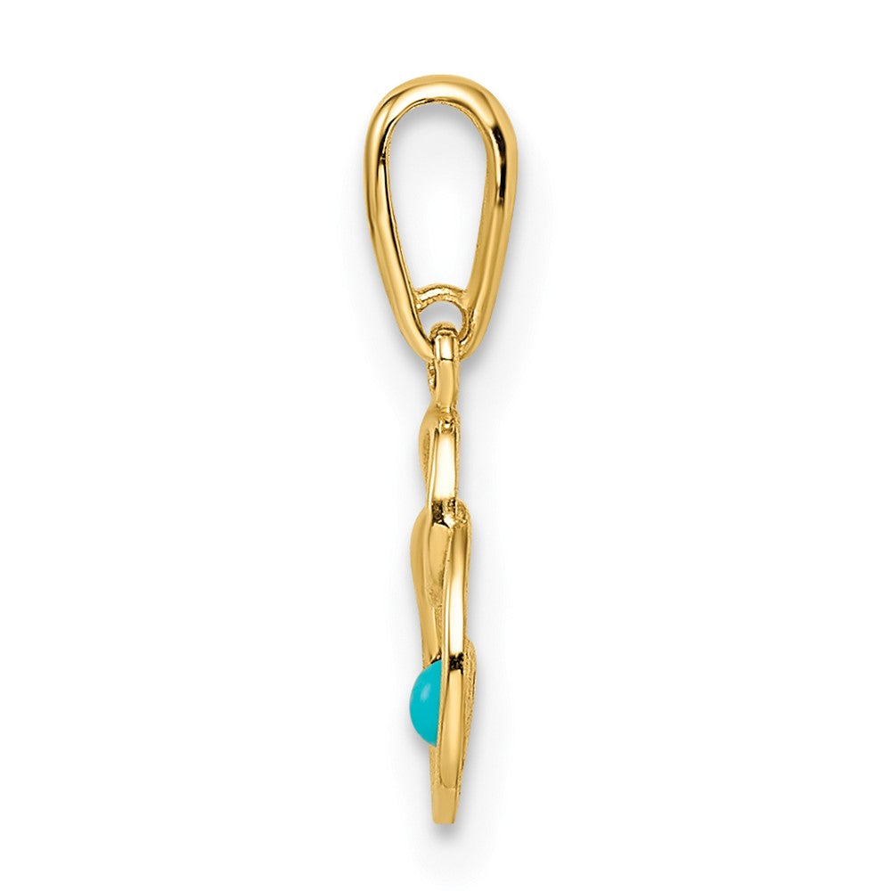 FJC Finejewelers 14 kt Yellow Gold Synthetic Turquoise Circle Charm 15 x 6 mm