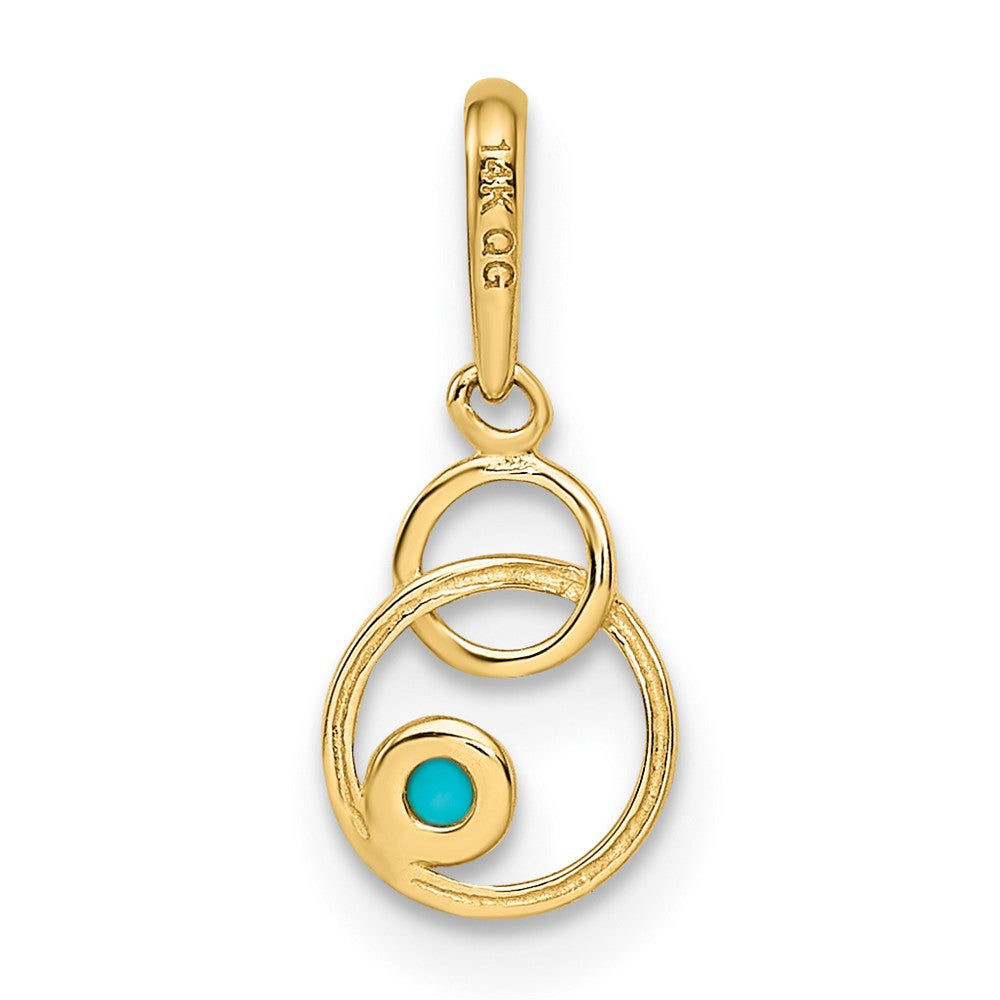 FJC Finejewelers 14 kt Yellow Gold Synthetic Turquoise Circle Charm 15 x 6 mm