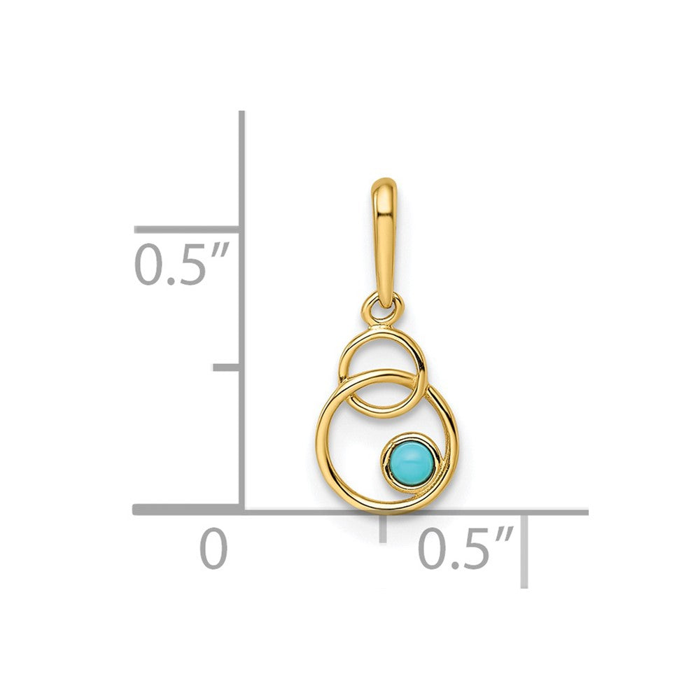 FJC Finejewelers 14 kt Yellow Gold Synthetic Turquoise Circle Charm 15 x 6 mm