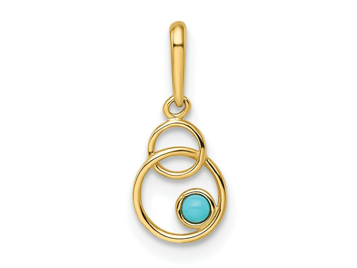 FJC Finejewelers 14 kt Yellow Gold Synthetic Turquoise Circle Charm 15 x 6 mm