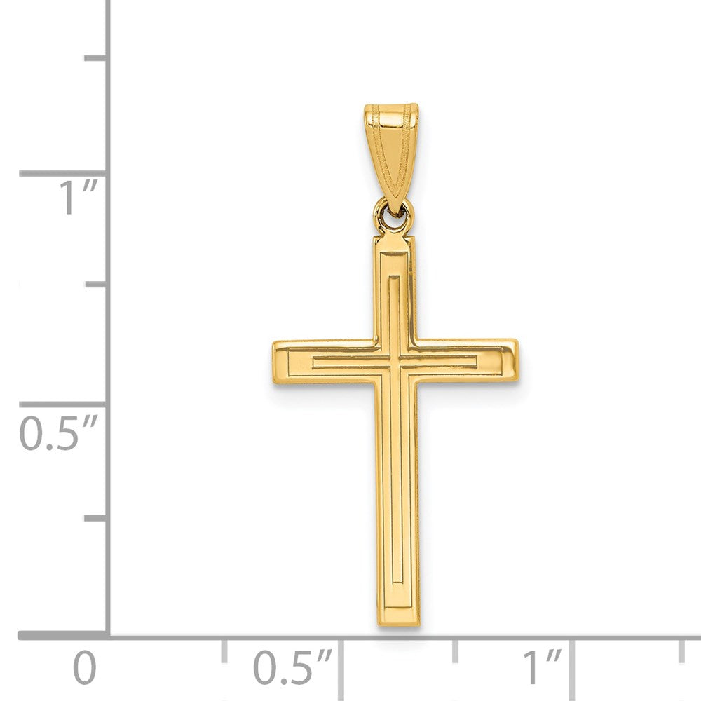 FJC Finejewelers 14 kt Yellow Gold Solid Laser Etched Cross Charm 21 x 15 mm