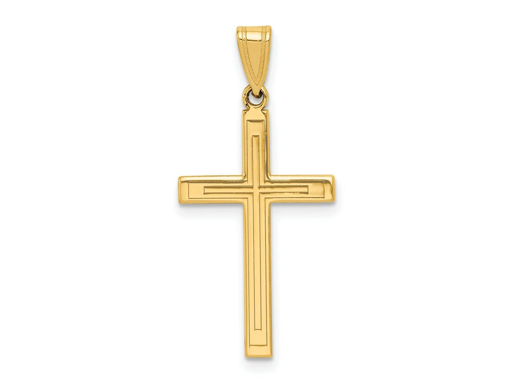 FJC Finejewelers 14 kt Yellow Gold Solid Laser Etched Cross Charm 21 x 15 mm