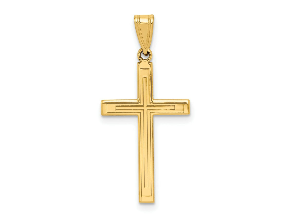 FJC Finejewelers 14 kt Yellow Gold Solid Laser Etched Cross Charm 21 x 15 mm