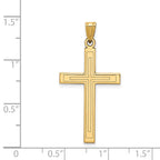 FJC Finejewelers 14 kt Yellow Gold Solid Laser Etched Cross Charm 36 x 19 mm