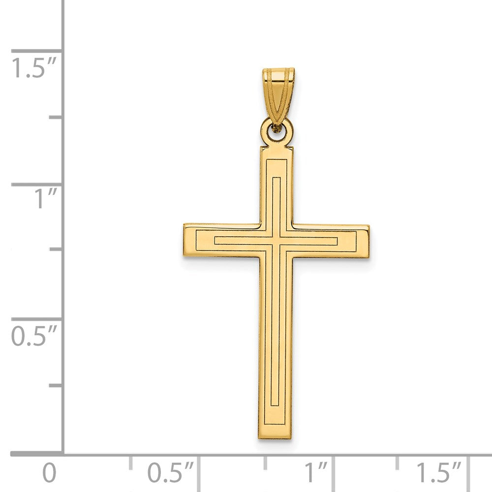 FJC Finejewelers 14 kt Yellow Gold Solid Laser Etched Cross Charm 36 x 19 mm