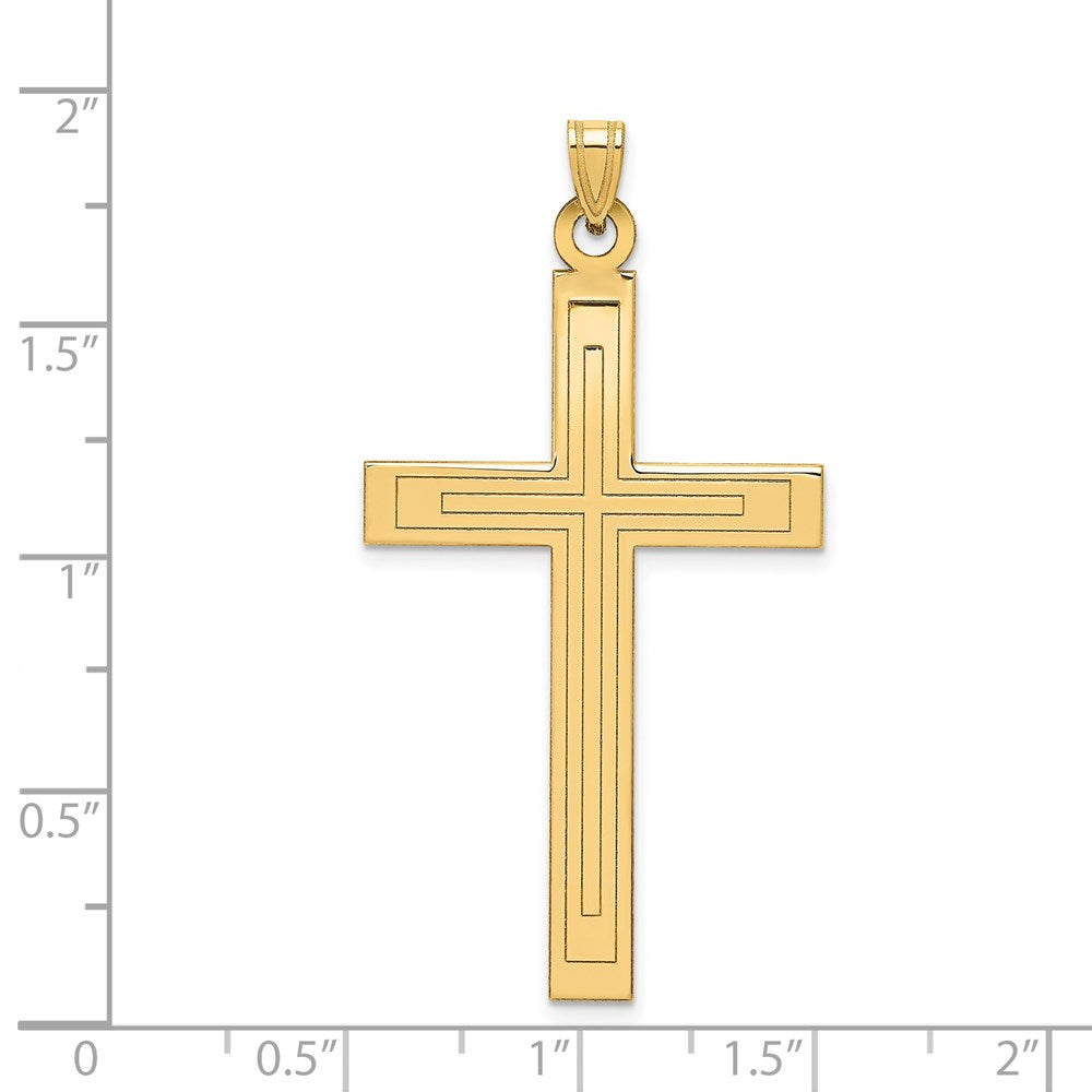 FJC Finejewelers 14 kt Yellow Gold Solid Laser Etched Cross Charm 49 x 26 mm