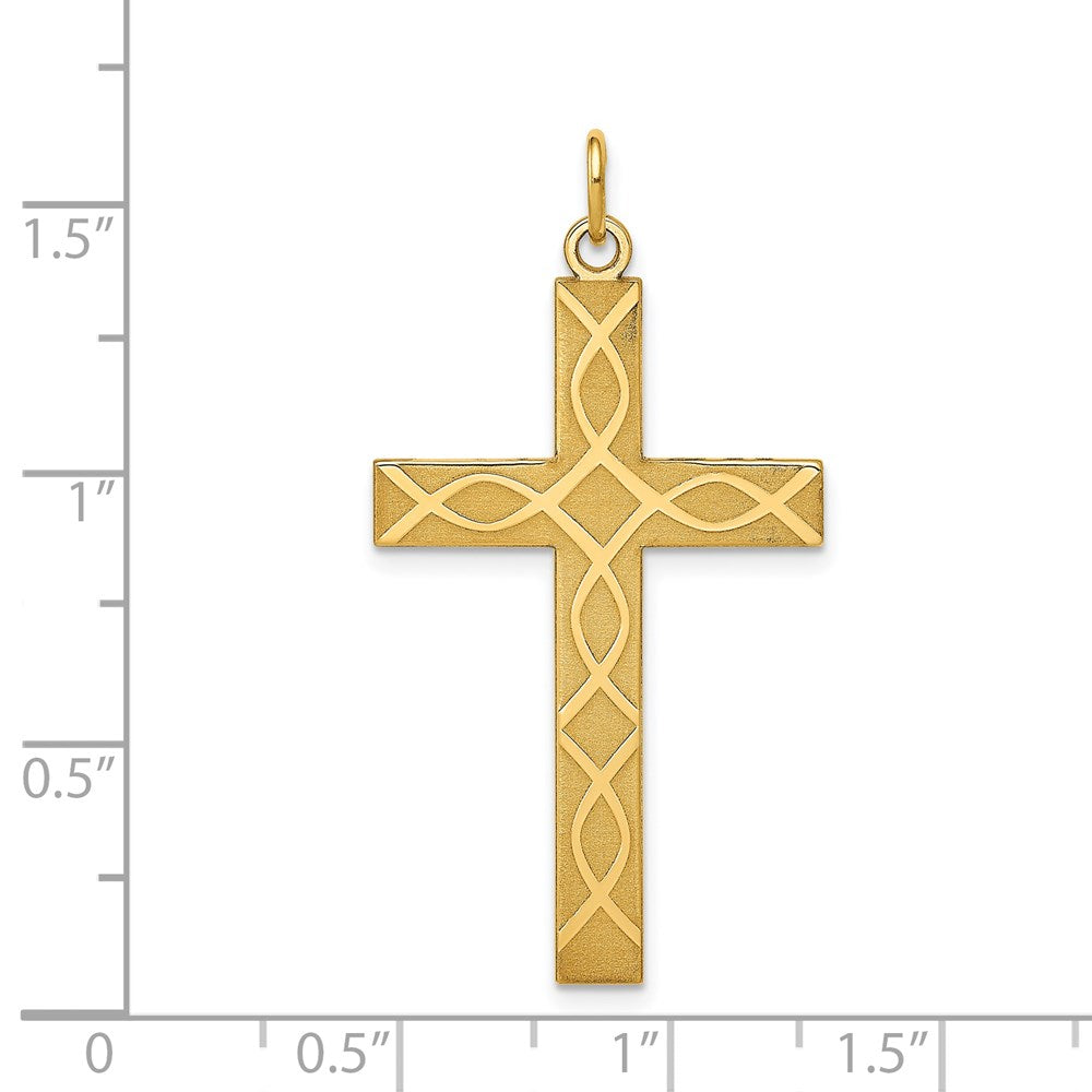 FJC Finejewelers 14 kt Yellow Gold Laser Designed Cross Charm 40 x 21 mm