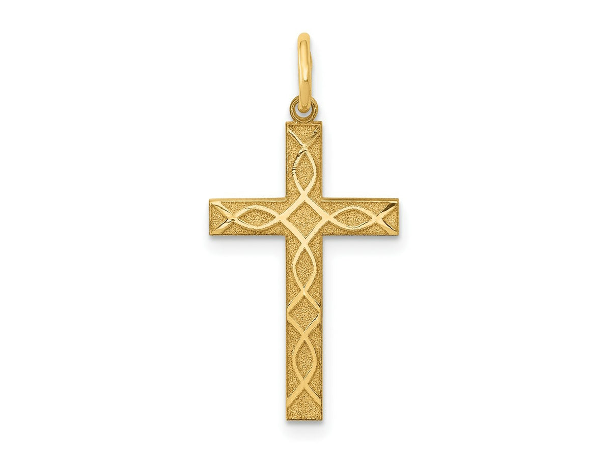 FJC Finejewelers 14 kt Yellow Gold Laser Designed Cross Charm 27 x 13 mm
