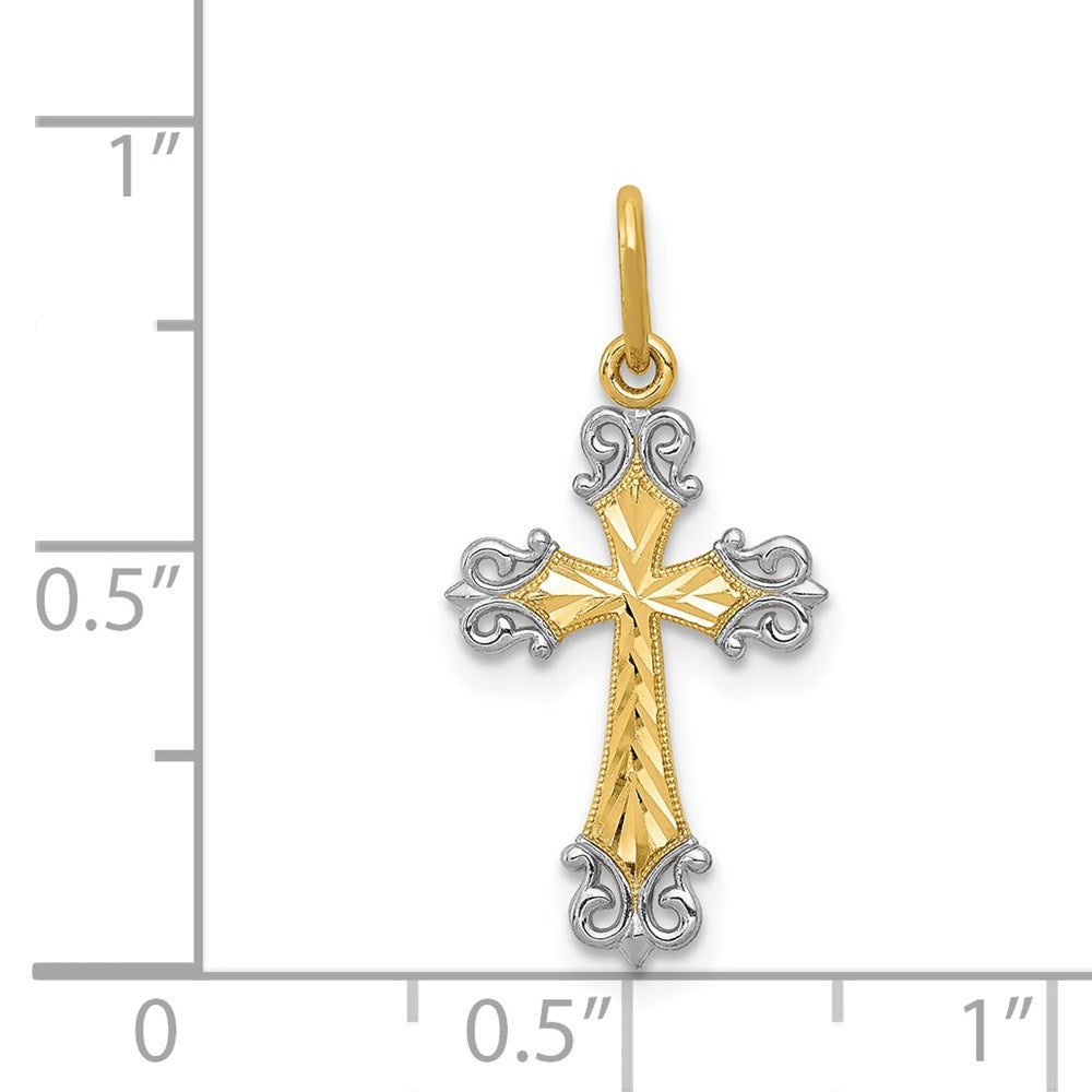 FJC Finejewelers 14 kt Yellow Gold with Rhodium Cross Charm 23 x 11 mm