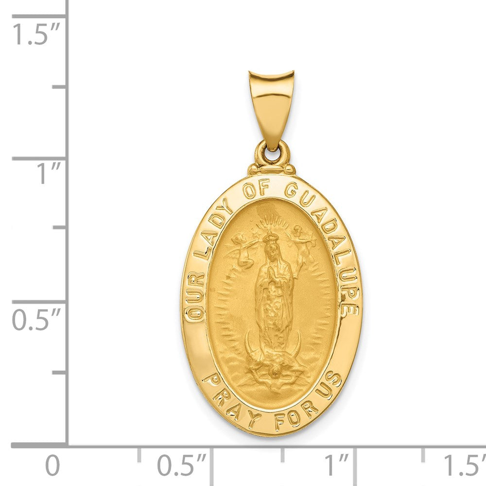 FJC Finejewelers 14 kt Yellow Gold Polished and Satin Our Lady Guadalupe Medal Hollow Charm 33 x 16 mm