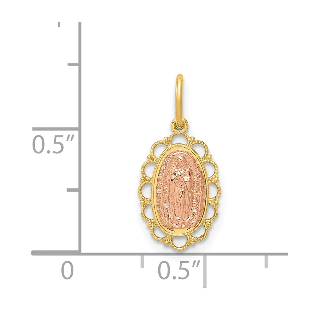 FJC Finejewelers 14 kt Two Tone Gold Guadalupe Charm 18 x 8 mm