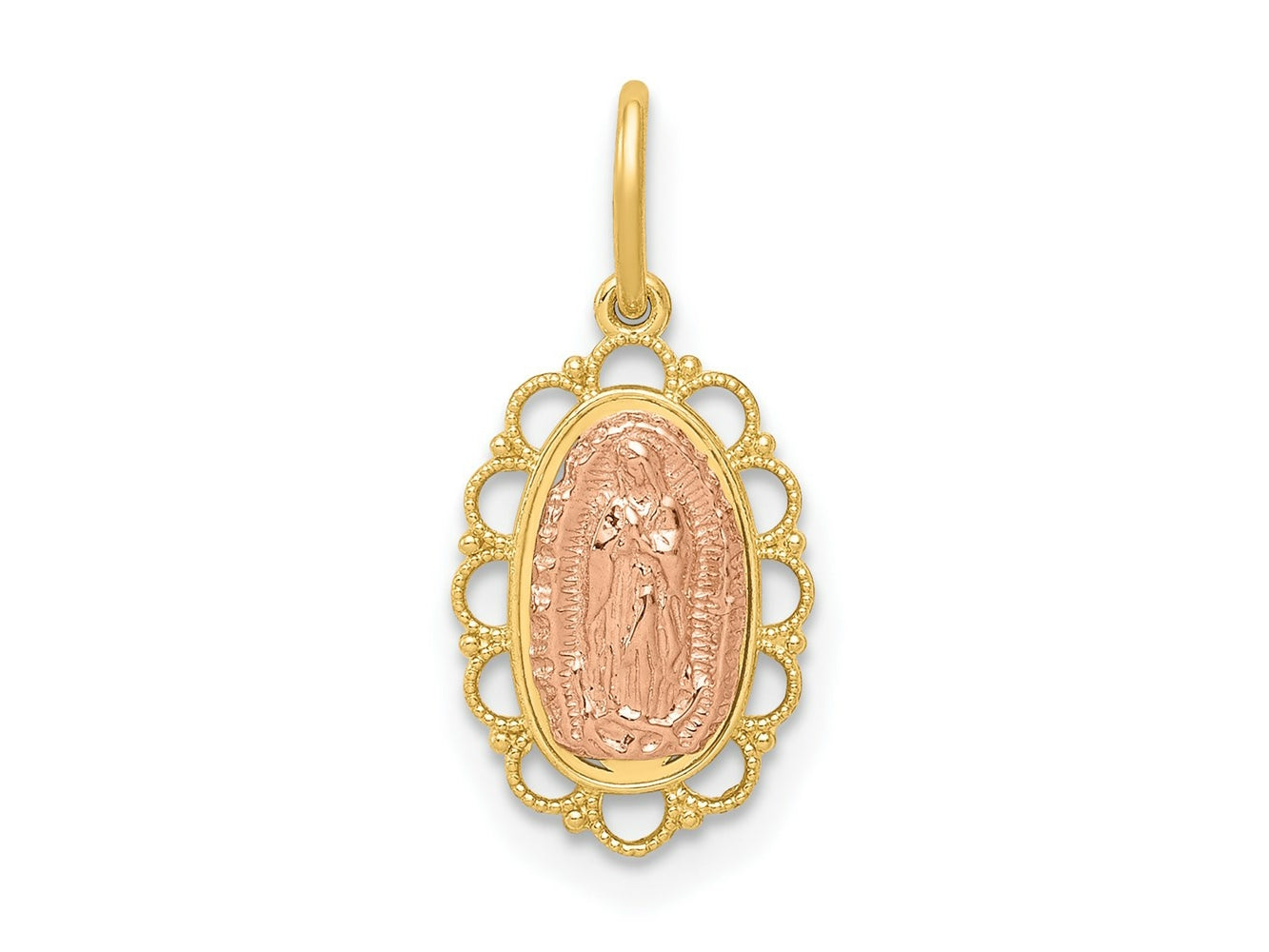 FJC Finejewelers 14 kt Two Tone Gold Guadalupe Charm 18 x 8 mm