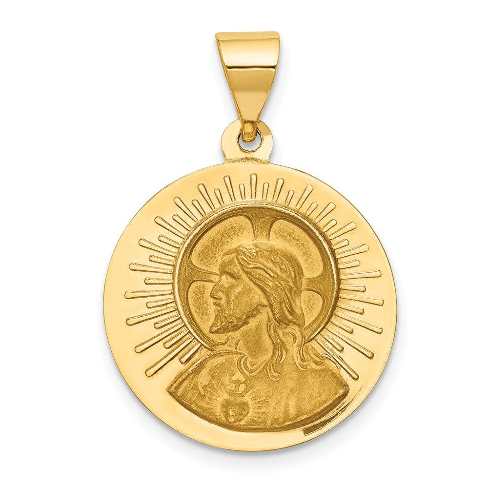 FJC Finejewelers 14 kt Yellow Gold Matka Boska Czestochowska Reversible Medal Hollow Charm 26 x 18 mm