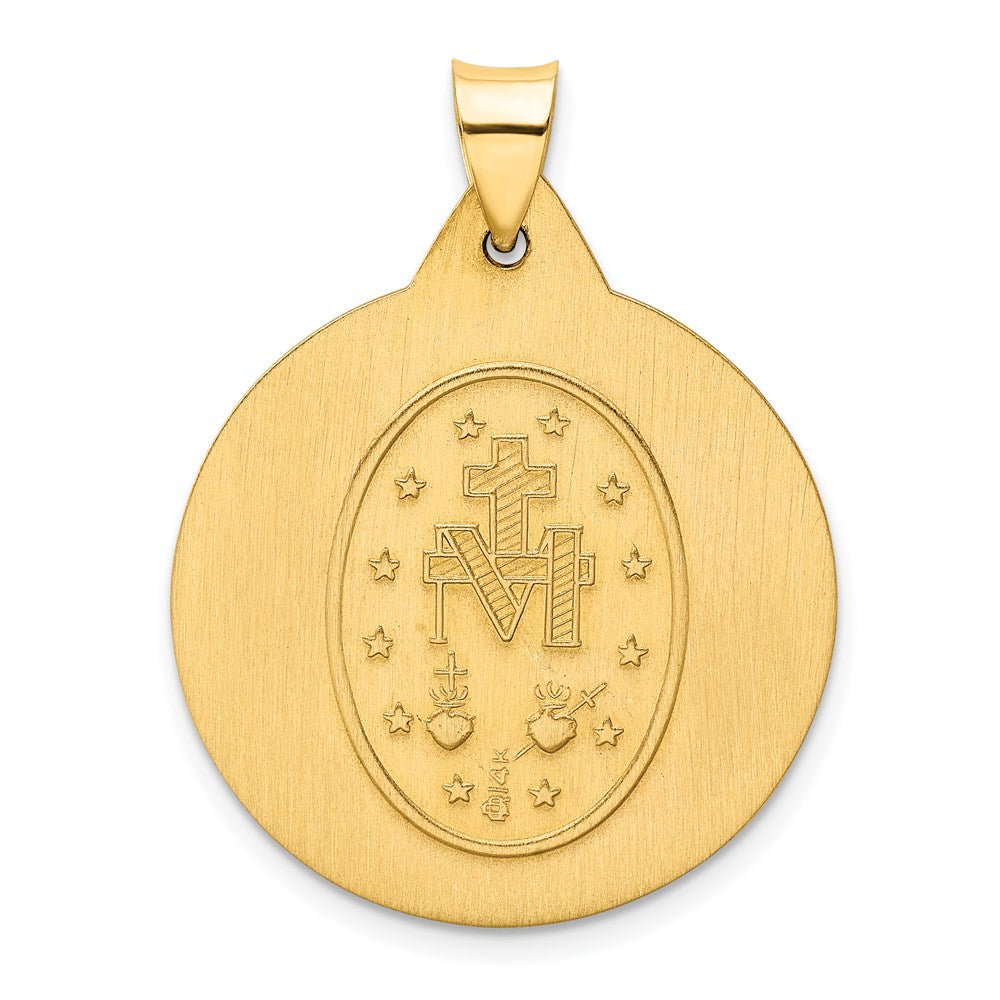 FJC Finejewelers 14 kt Yellow Gold Polished and Satin Miraculous Medal Hollow Charm 34 x 25 mm