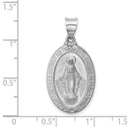 FJC Finejewelers 14 kt White Gold Polished Satin Miraculous Medal Hollow Charm 30 mm x 15 mm
