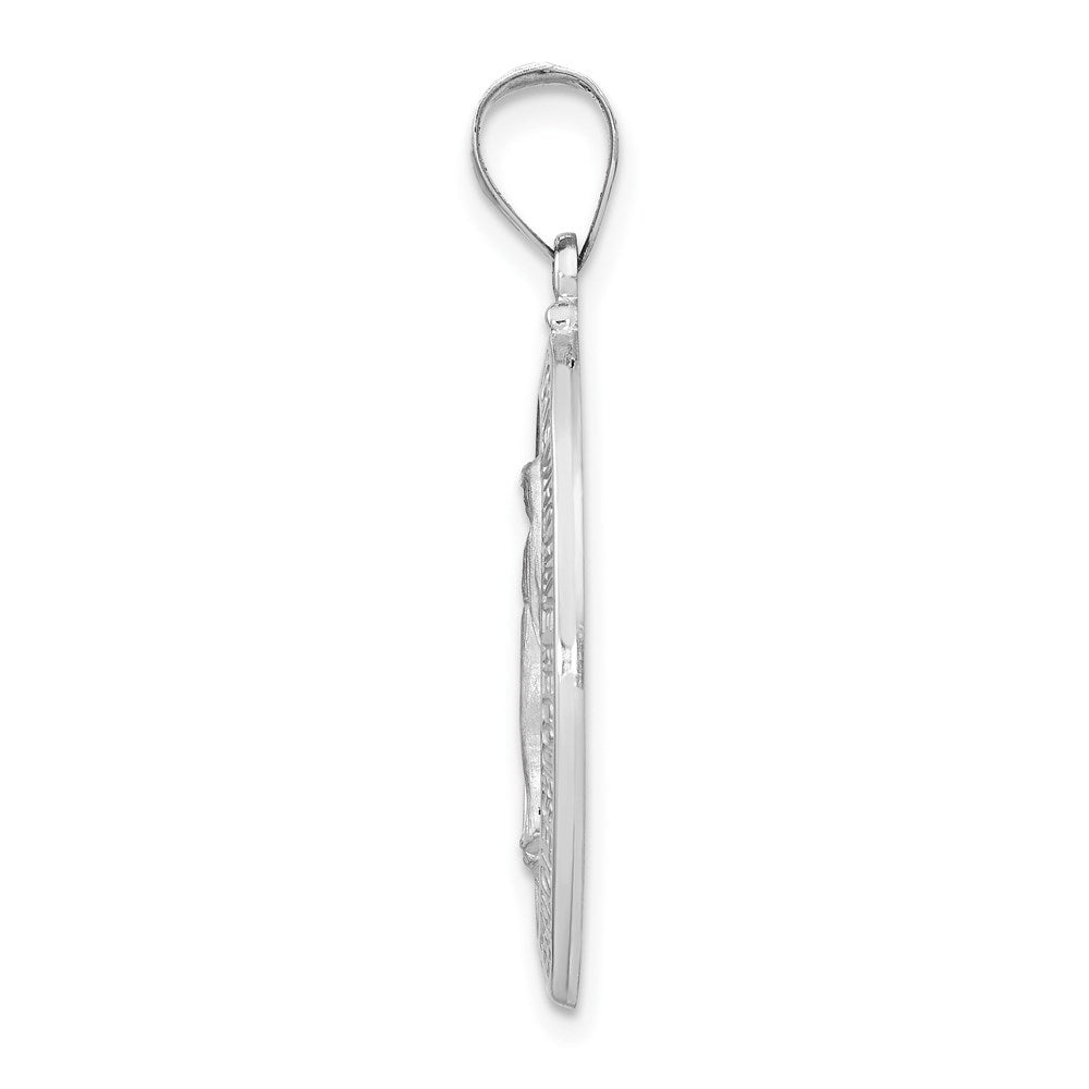 FJC Finejewelers 14 kt White Gold Polished Satin Miraculous Medal Hollow Charm 30 mm x 15 mm