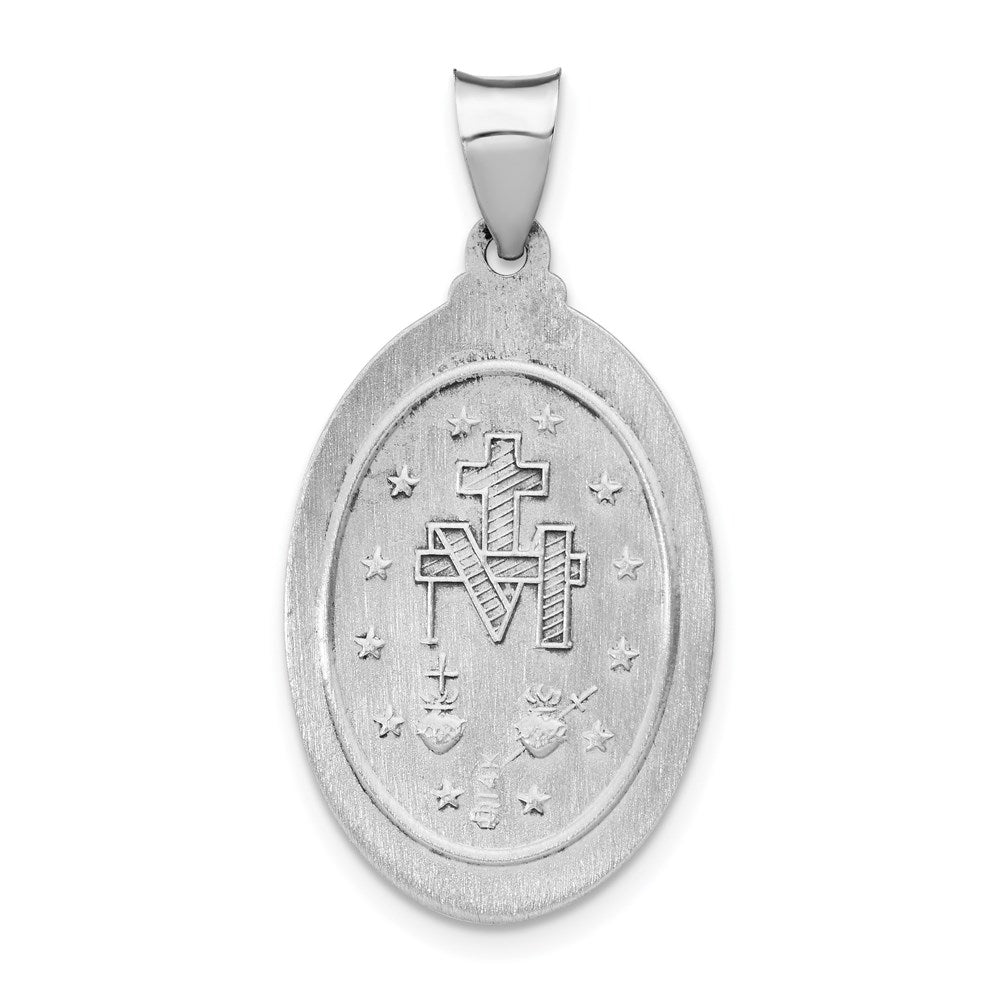 FJC Finejewelers 14 kt White Gold Polished Satin Miraculous Medal Hollow Charm 30 mm x 15 mm