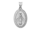 FJC Finejewelers 14 kt White Gold Polished Satin Miraculous Medal Hollow Charm 30 mm x 15 mm