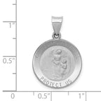 FJC Finejewelers 14 kt White Gold Our Guardian Angel Medal Hollow Charm 27 mm x 18 mm
