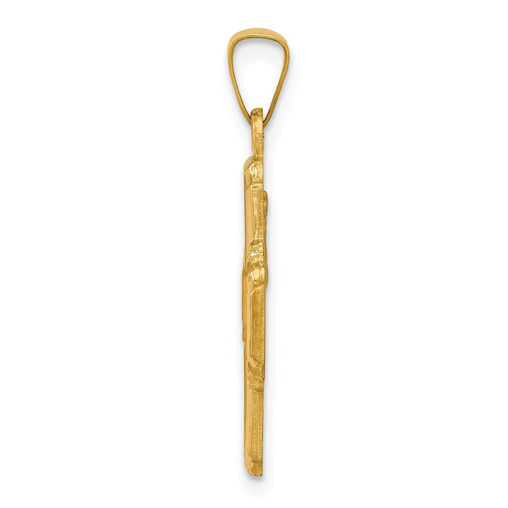 FJC Finejewelers 14 kt Yellow Gold Polished and Satin Four Way Medal Hollow Charm 26 x 18 mm