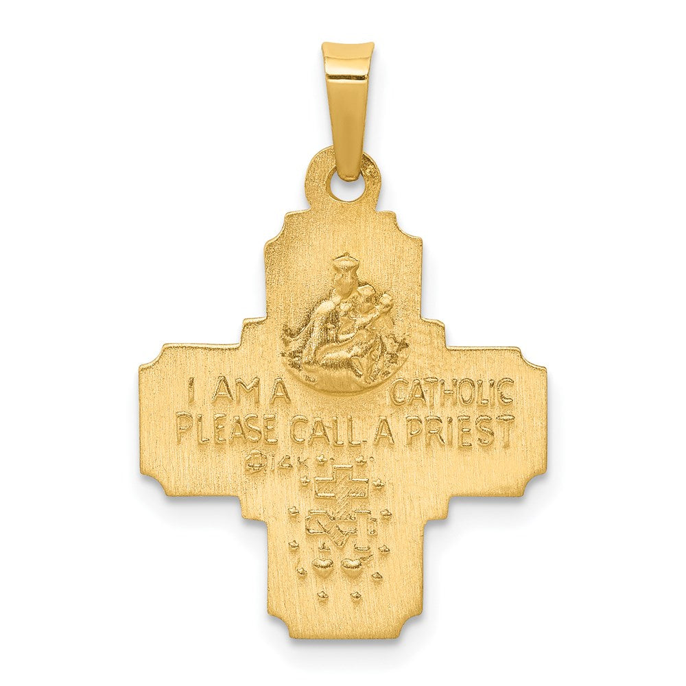 FJC Finejewelers 14 kt Yellow Gold Polished and Satin Four Way Medal Hollow Charm 26 x 18 mm