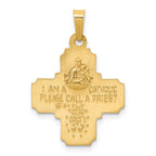 FJC Finejewelers 14 kt Yellow Gold Polished and Satin Four Way Medal Hollow Charm 26 x 18 mm