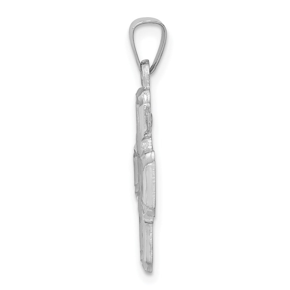 FJC Finejewelers 14 kt White Gold Polished Satin Four Way Medal Hollow Charm 26 mm x 18 mm