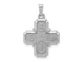 FJC Finejewelers 14 kt White Gold Polished Satin Four Way Medal Hollow Charm 26 mm x 18 mm