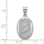 FJC Finejewelers 14 kt White Gold Polished Satin Saint Anthony Medal Hollow Charm 29 mm x 14 mm