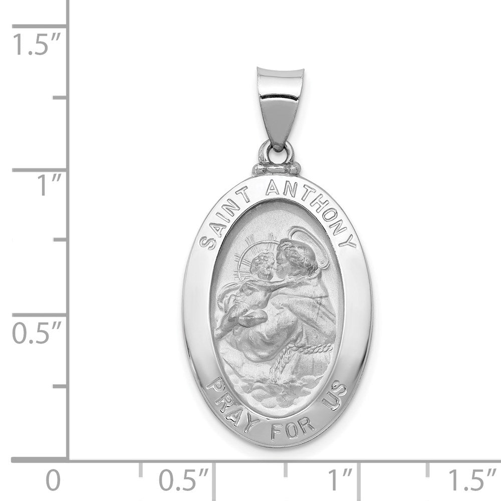 FJC Finejewelers 14 kt White Gold Polished Satin Saint Anthony Medal Hollow Charm 33 mm x 17 mm