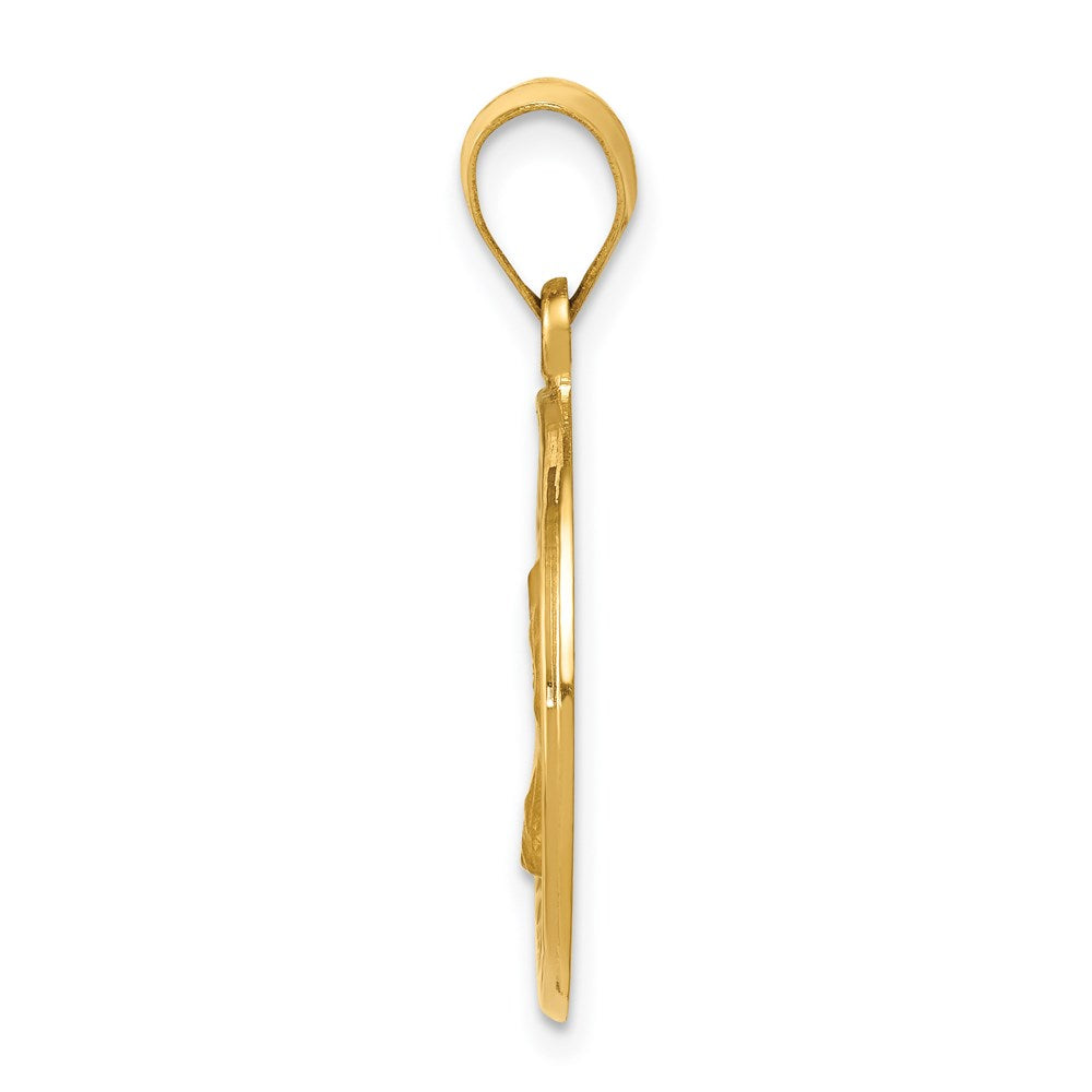 FJC Finejewelers 14 kt Yellow Gold Polished and Satin St. Charles Medal Hollow Charm 29 x 19 mm